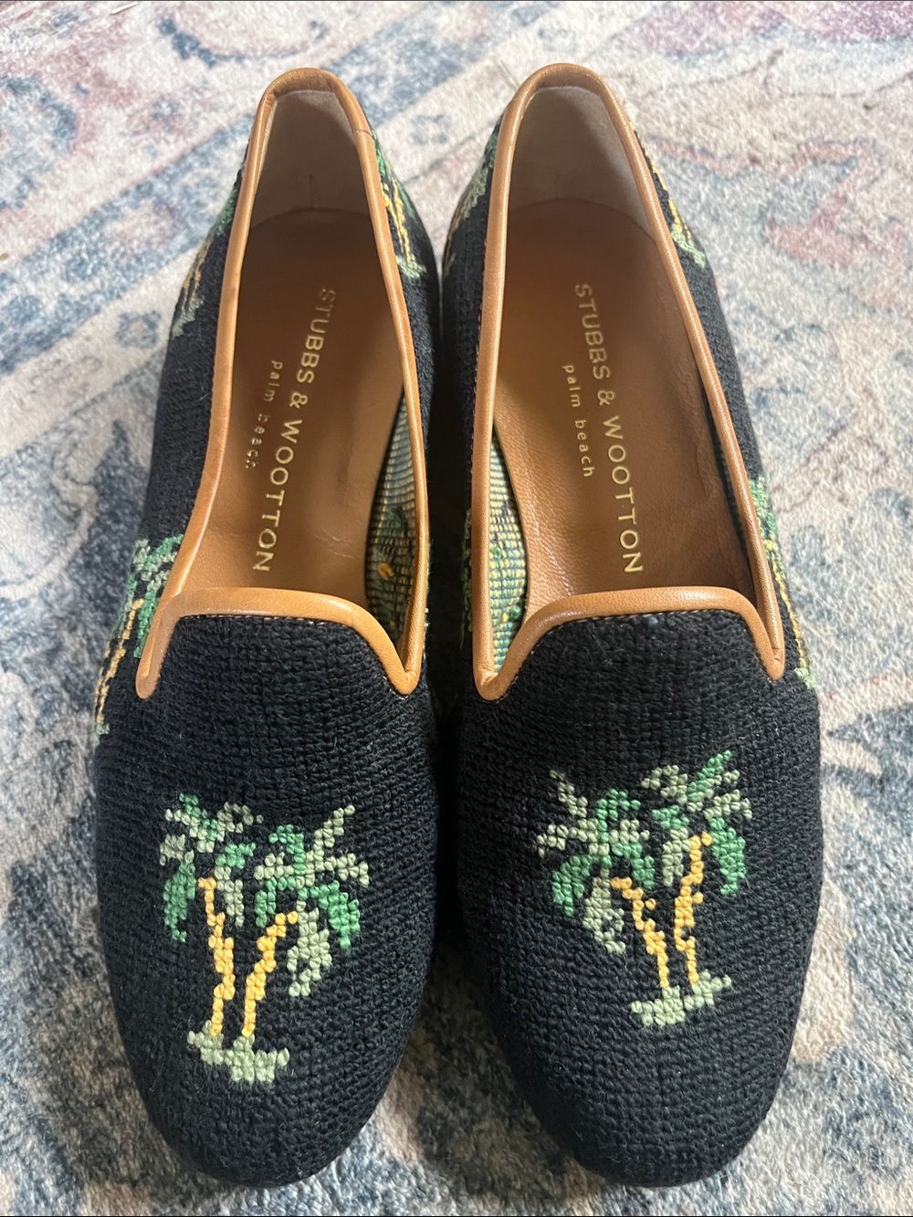 Stubbs & Wootton palm tree slip on flats size 5.5